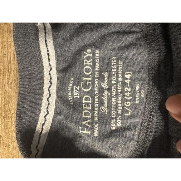 Faded Glory Men's Long Sleeve Henley Top - Classic Charcoal Comfort - Large - Picture 3 of 5